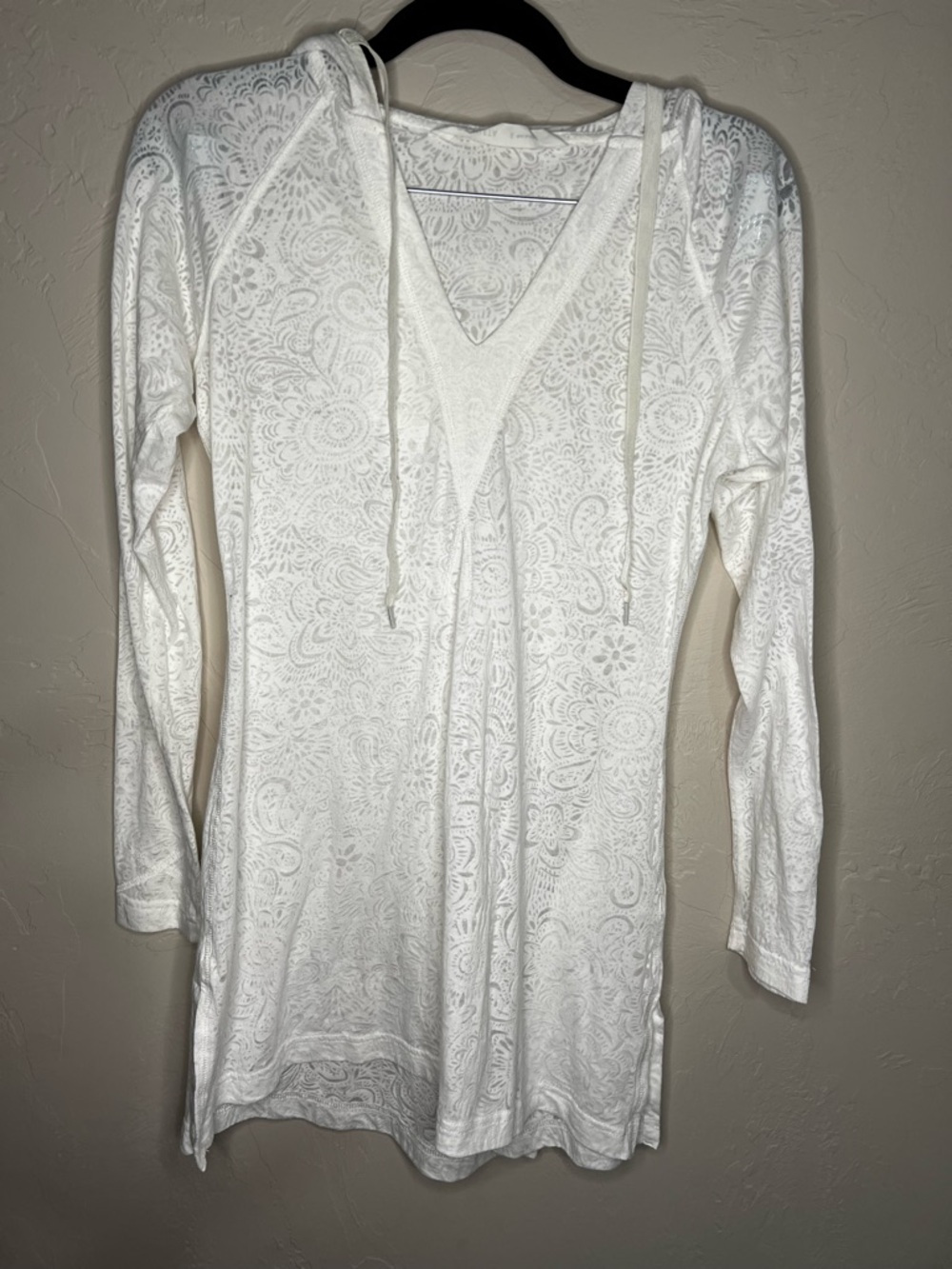 Athleta Burnout Riveria 2 White Tunic Hooded Top - Picture 3 of 12